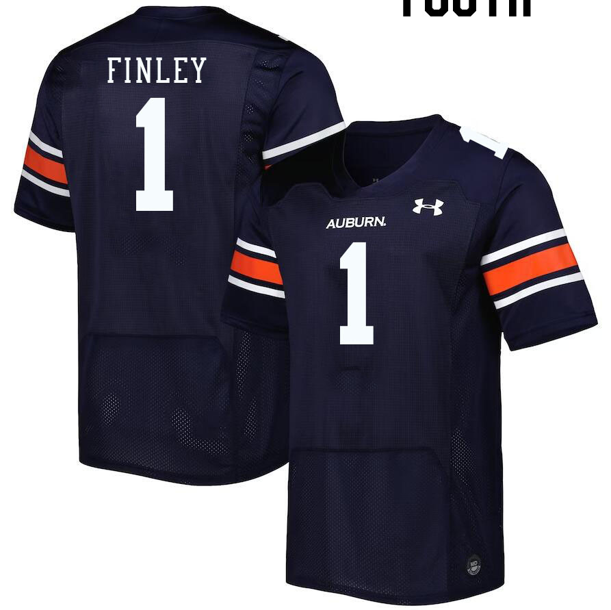 Youth #1 T.J. Finley Auburn Tigers College Football Jerseys Stitched-Navy